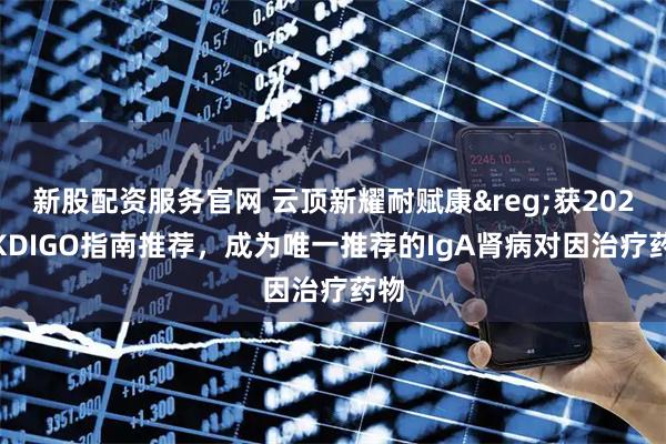 新股配资服务官网 云顶新耀耐赋康&reg;获2025 KDIGO指南推荐，成为唯一推荐的IgA肾病对因治疗药物
